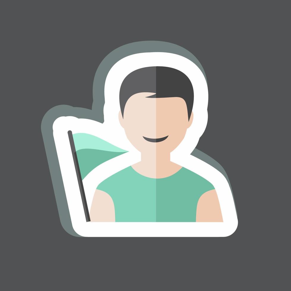 Holding flag Sticker in trendy isolated on black background vector