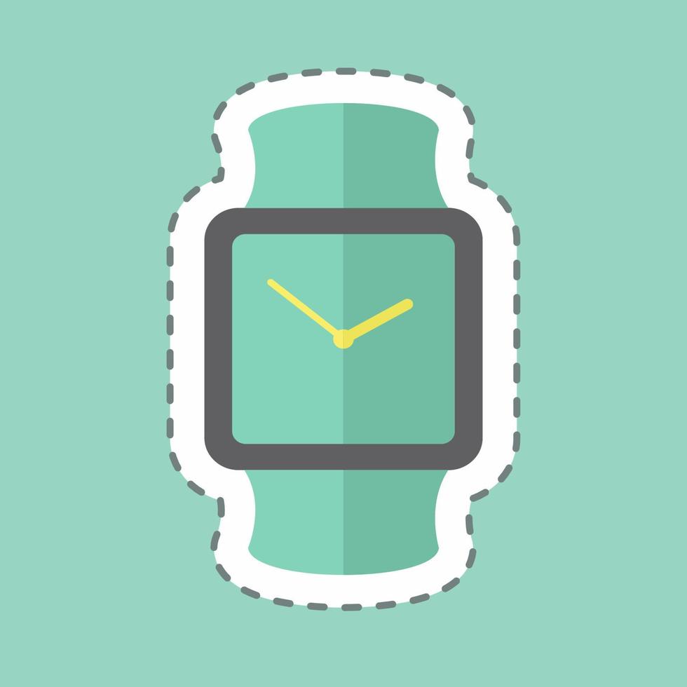 Stylish Watch Sticker in trendy line cut isolated on blue background vector
