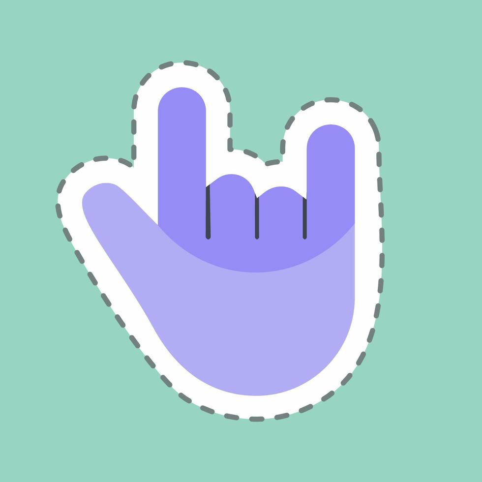 Rock n Roll Sticker in trendy line cut isolated on blue background vector