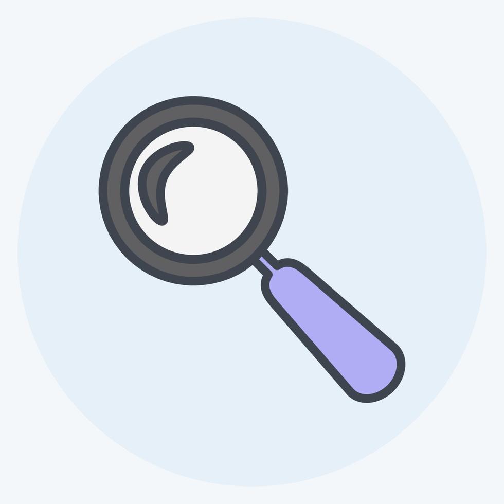 Magnifier Icon in trendy color mate style isolated on soft blue