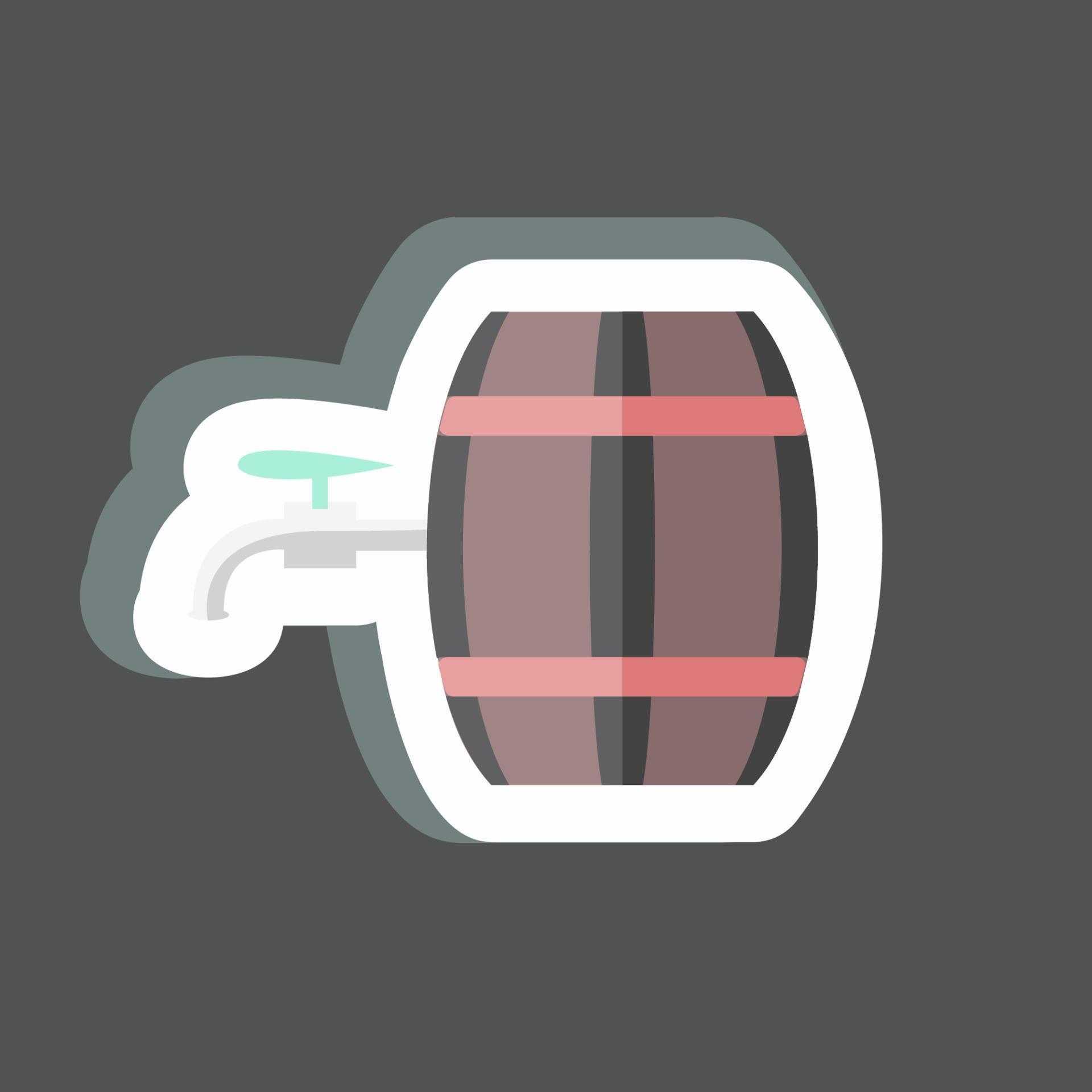 Barrel with Tap Sticker in trendy isolated on black background 5014914