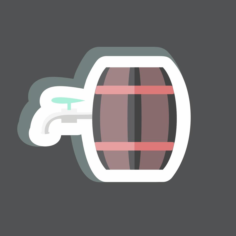 Barrel with Tap Sticker in trendy isolated on black background vector