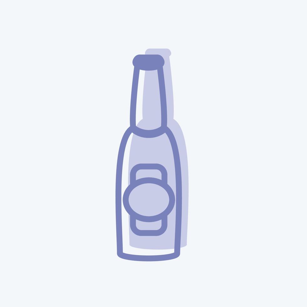 Icono de botella de cerveza i en estilo moderno de dos tonos aislado sobre fondo azul suave vector