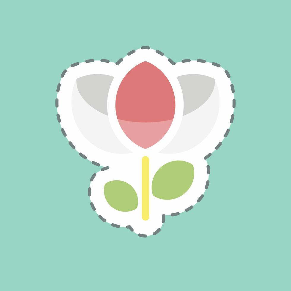 Flower Sticker in trendy line cut isolated on blue background vector