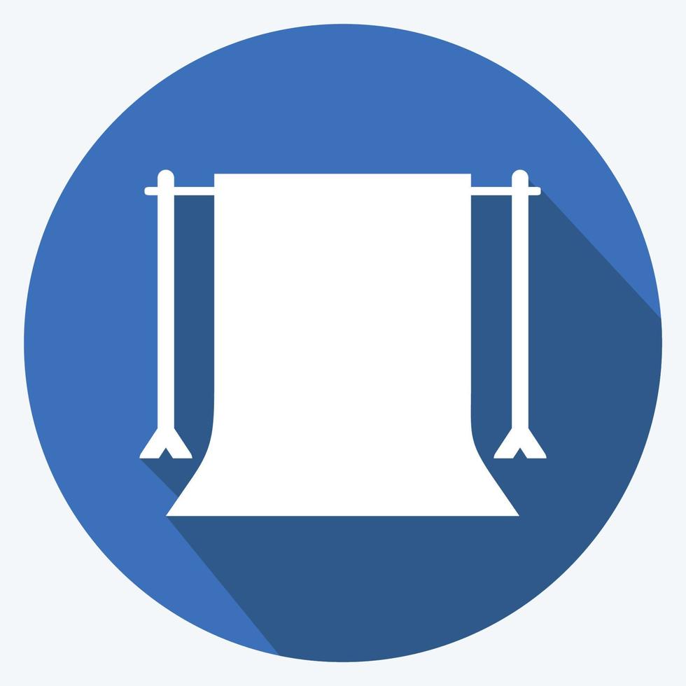 icono de soporte trasero en el moderno estilo de sombra larga aislado sobre fondo azul suave vector