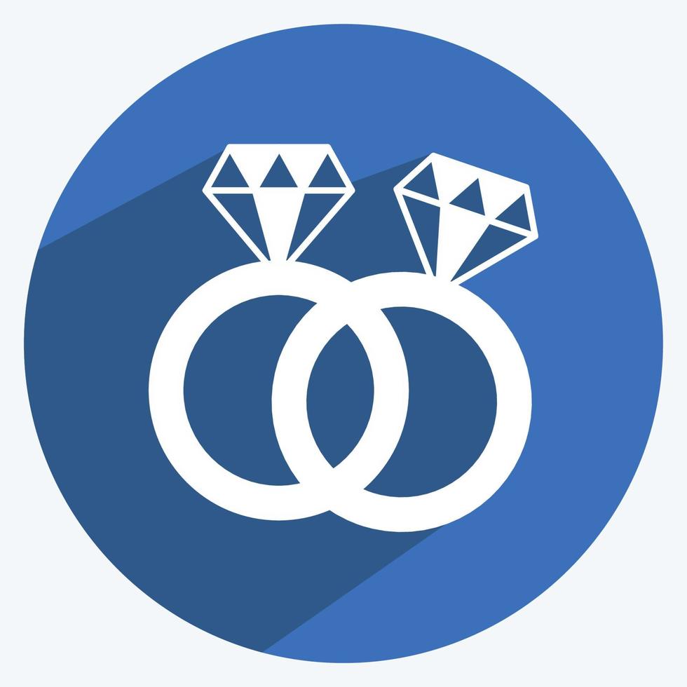 Rings Icon in trendy long shadow style isolated on soft blue background vector