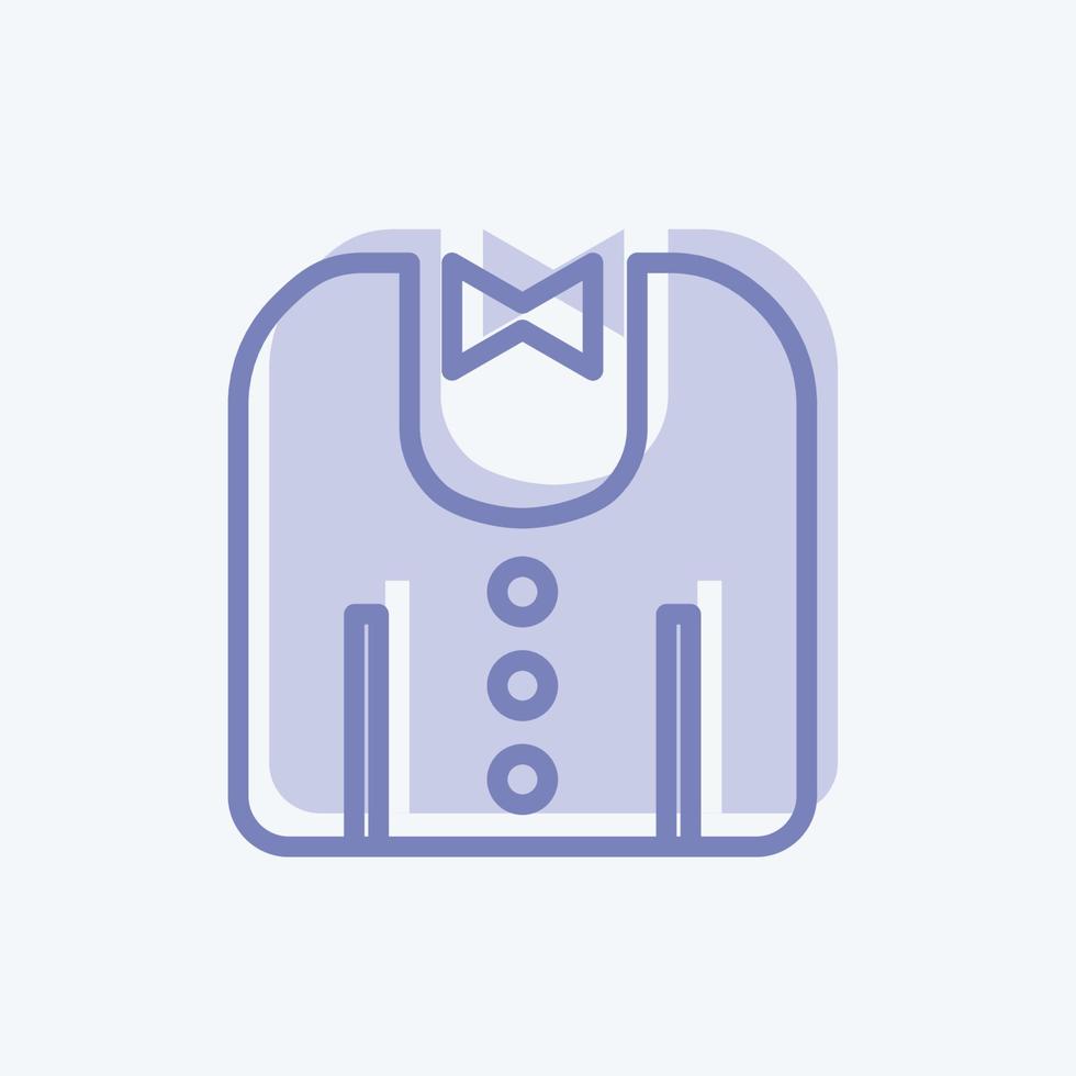 Icono de vestido de novio en estilo moderno de dos tonos aislado sobre fondo azul suave vector