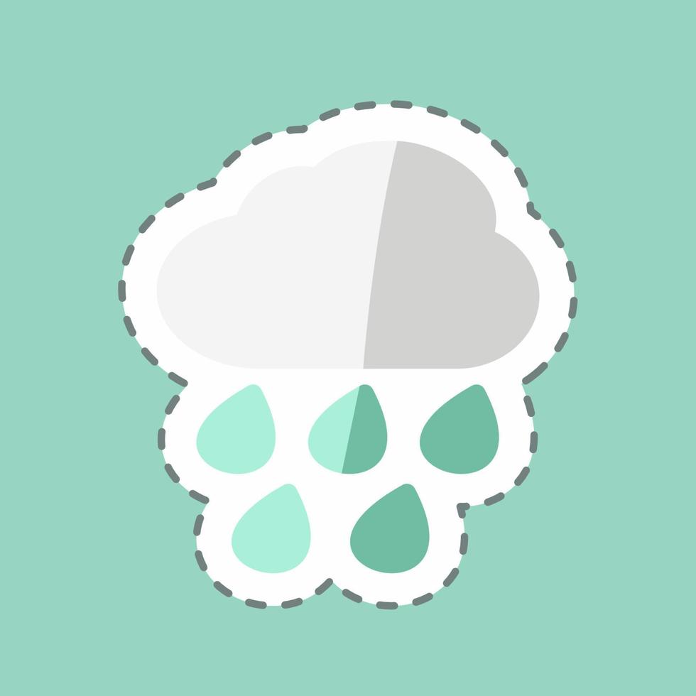 Heavy Rain Sticker in trendy line cut isolated on blue background vector