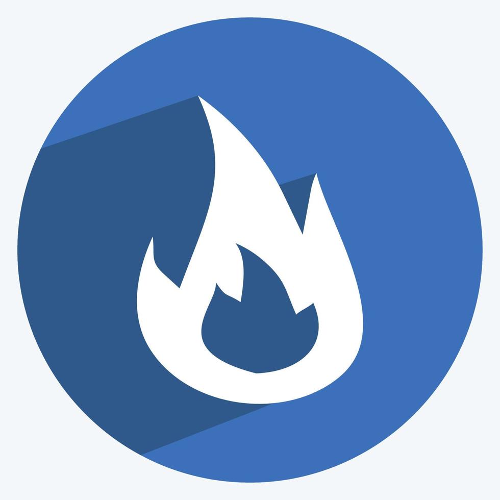 Fire Icon in trendy long shadow style isolated on soft blue background vector