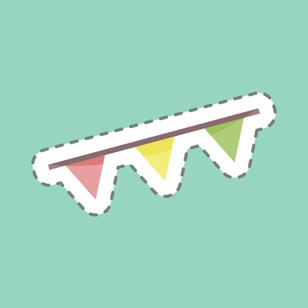 Garlands Sticker in trendy line cut isolated on blue background vector