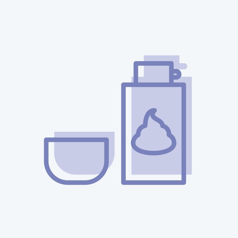Icono de crema de afeitar en un moderno estilo de dos tonos aislado sobre fondo azul suave vector
