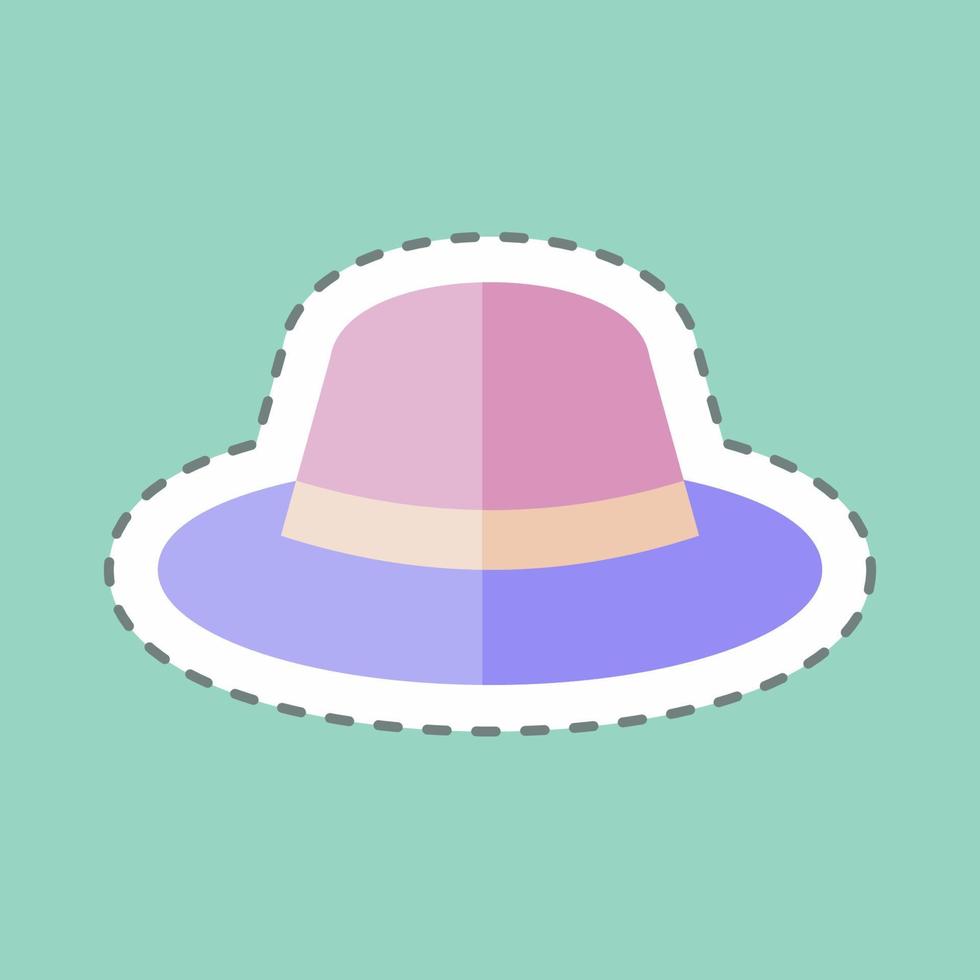 Pegatina de sombrero en corte de línea de moda aislado sobre fondo azul. vector