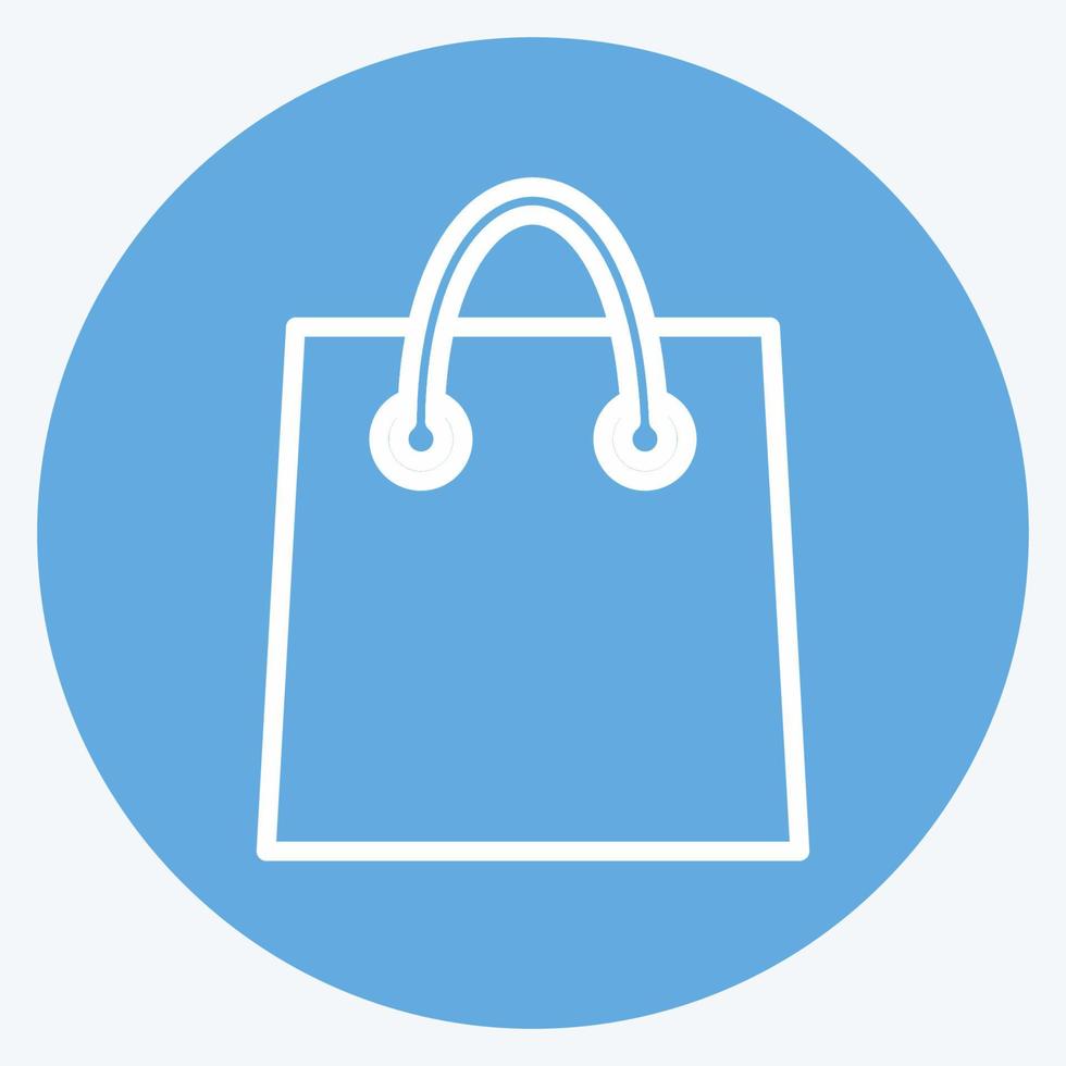 icono de bolsa de compras en el moderno estilo de ojos azules aislado sobre fondo azul suave vector