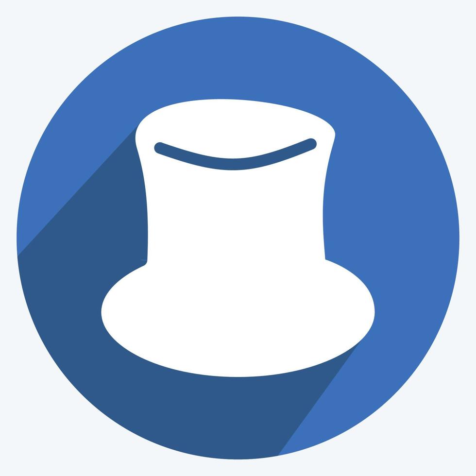 icono de sombrero en el moderno estilo de sombra larga aislado sobre fondo azul suave vector