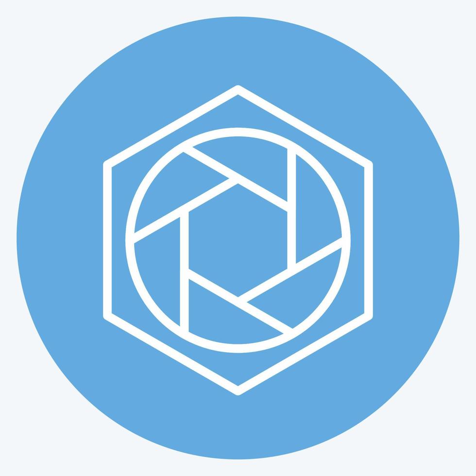 Hexagonal Diaphragm Icon in trendy blue eyes style isolated on soft blue background vector