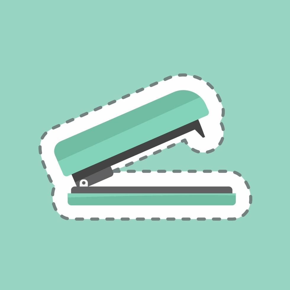 Stapler Sticker in trendy line cut isolated on blue background vector