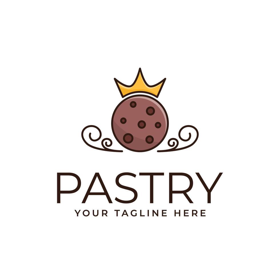 Cookie Logo Design With Crown Icon Combination vector
