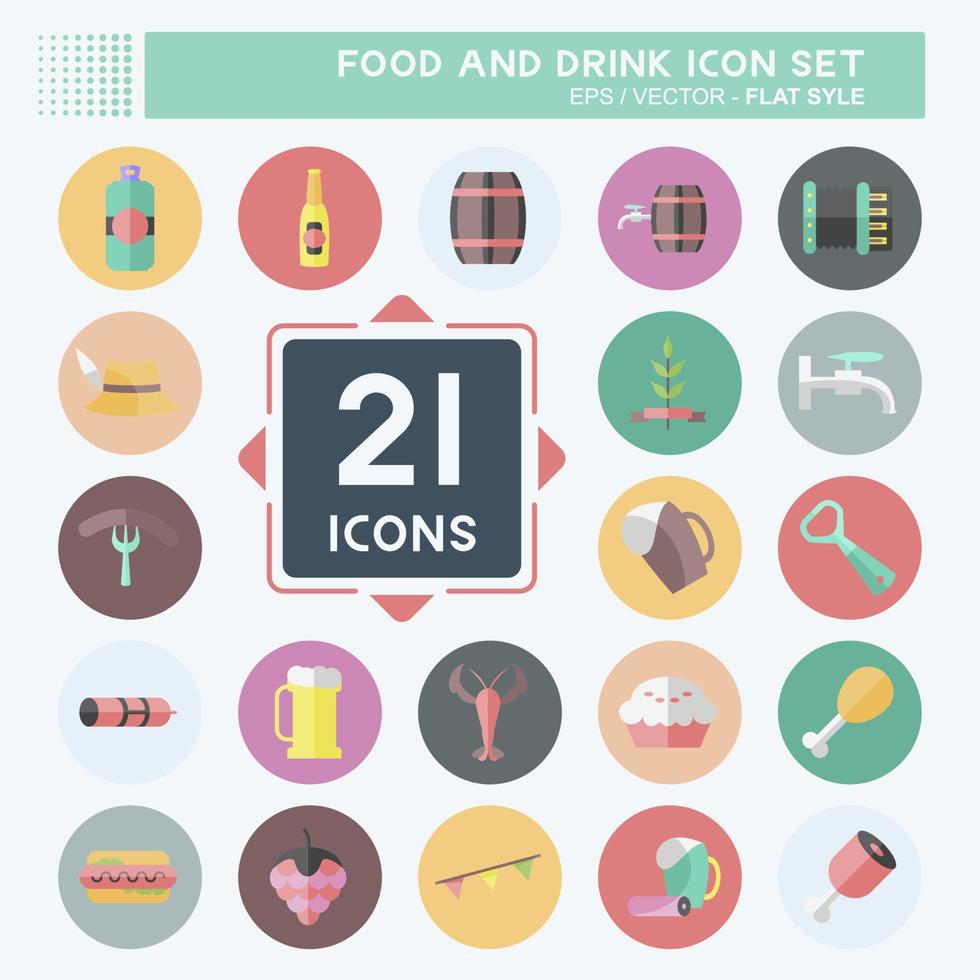 icono de comida y bebida en estilo plano moderno aislado sobre fondo azul suave vector