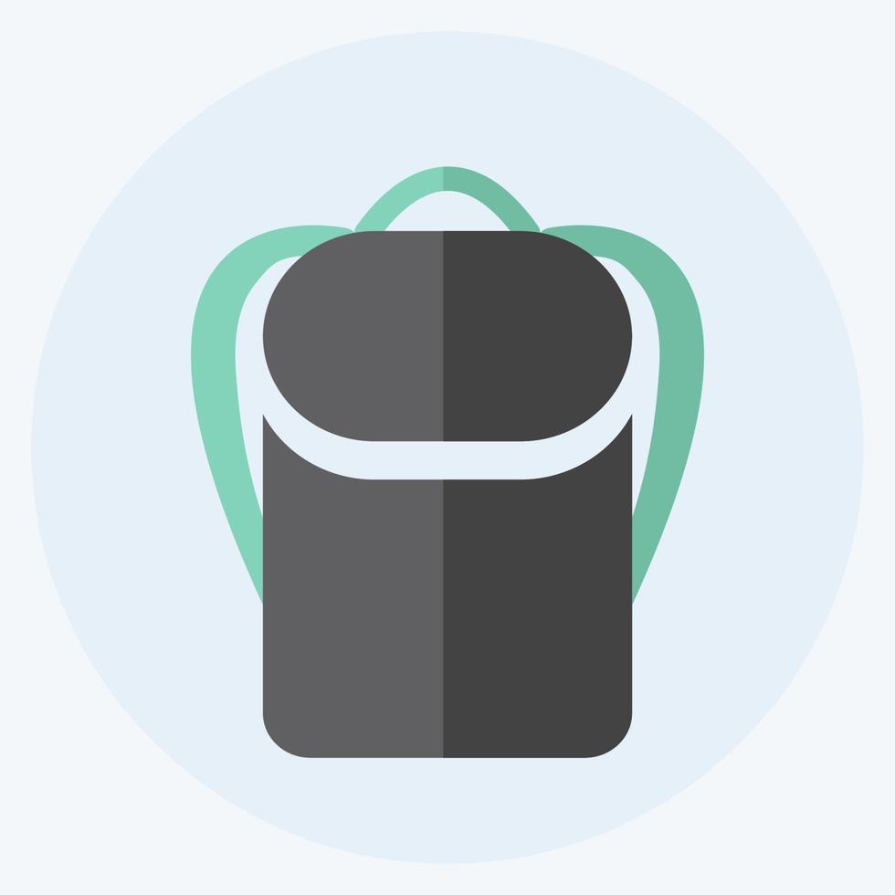 icono de mochila en moderno estilo plano aislado sobre fondo azul suave vector