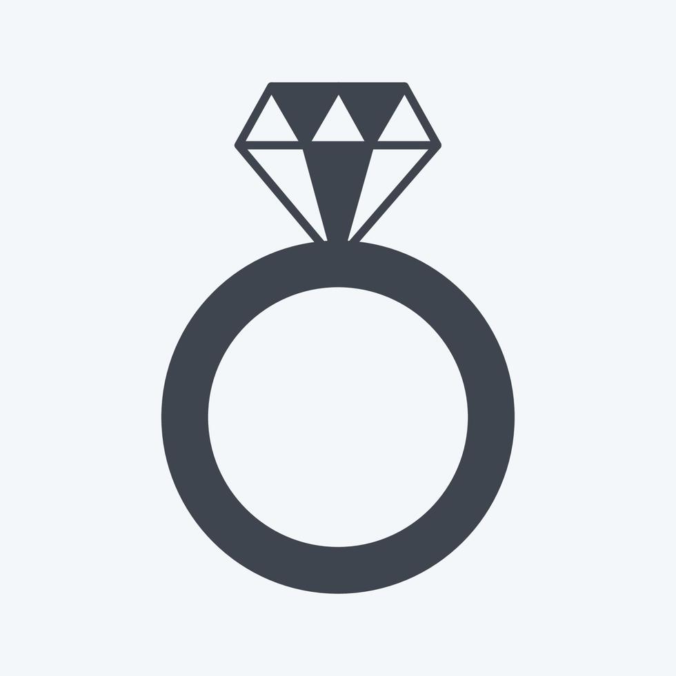 icono de anillo de diamantes en estilo moderno glifo aislado sobre fondo azul suave vector