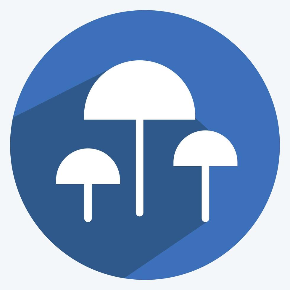Mushrooms Icon in trendy long shadow style isolated on soft blue background vector
