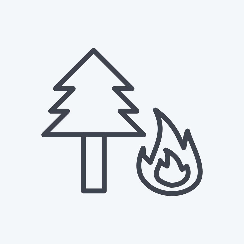 Icono de incendio forestal en estilo de línea de moda aislado sobre fondo azul suave vector