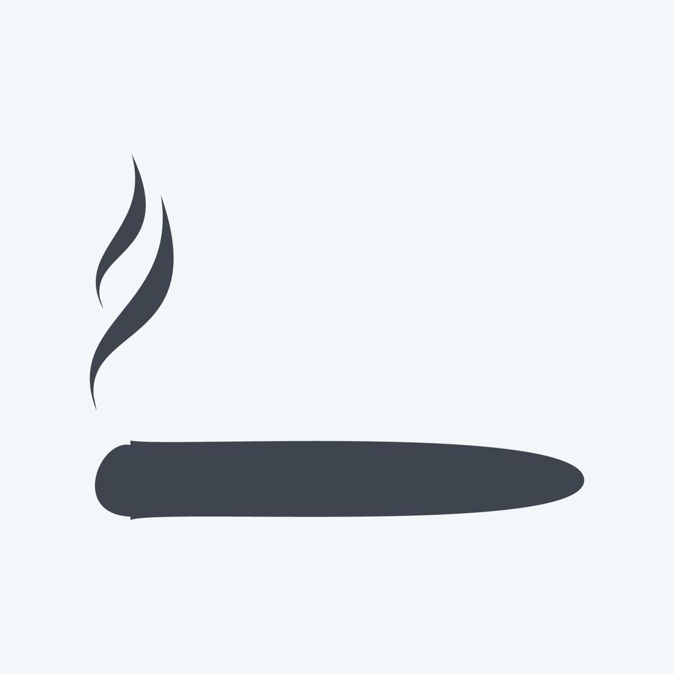 icono de cigarro en estilo moderno glifo aislado sobre fondo azul suave vector