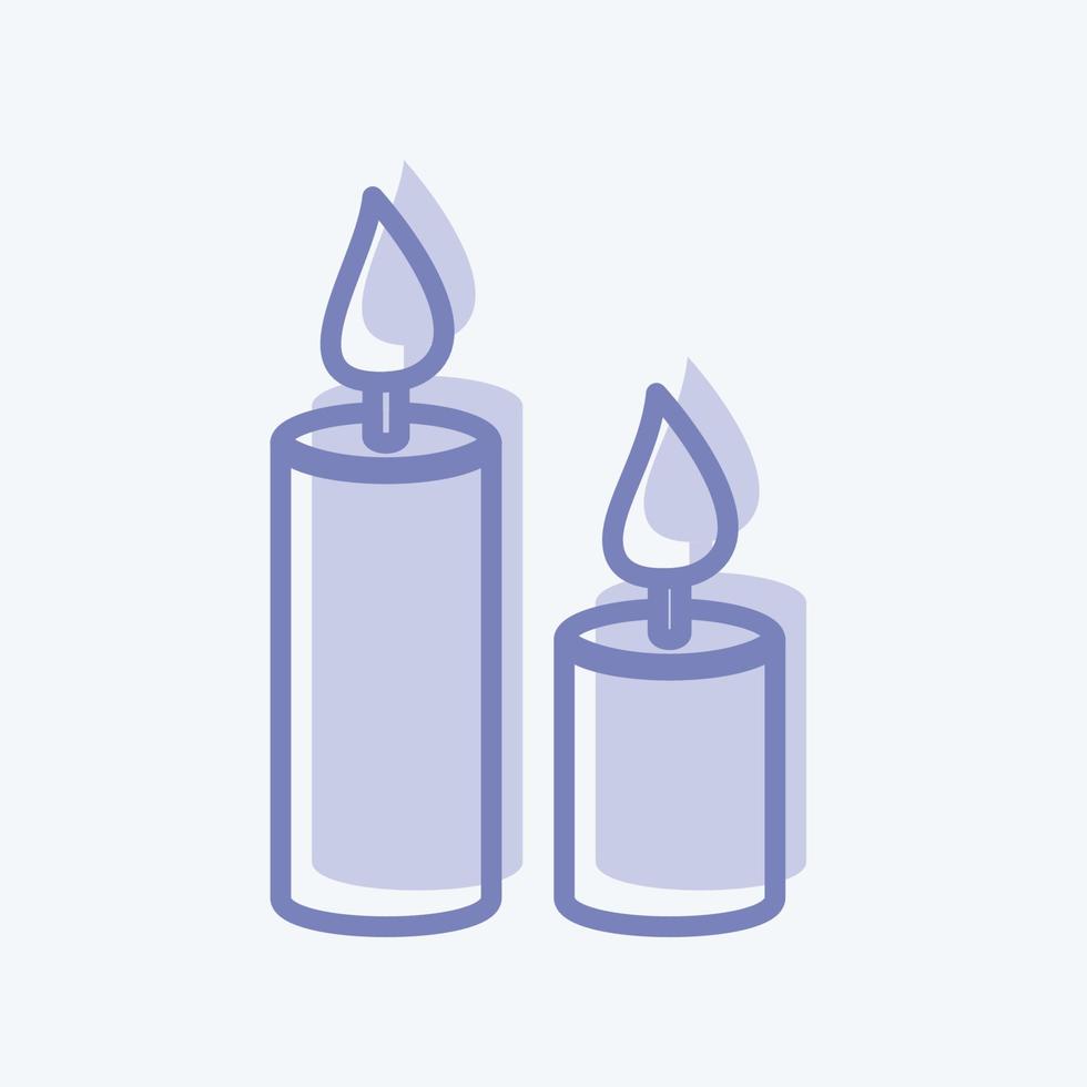 Icono de velas en estilo moderno de dos tonos aislado sobre fondo azul suave vector