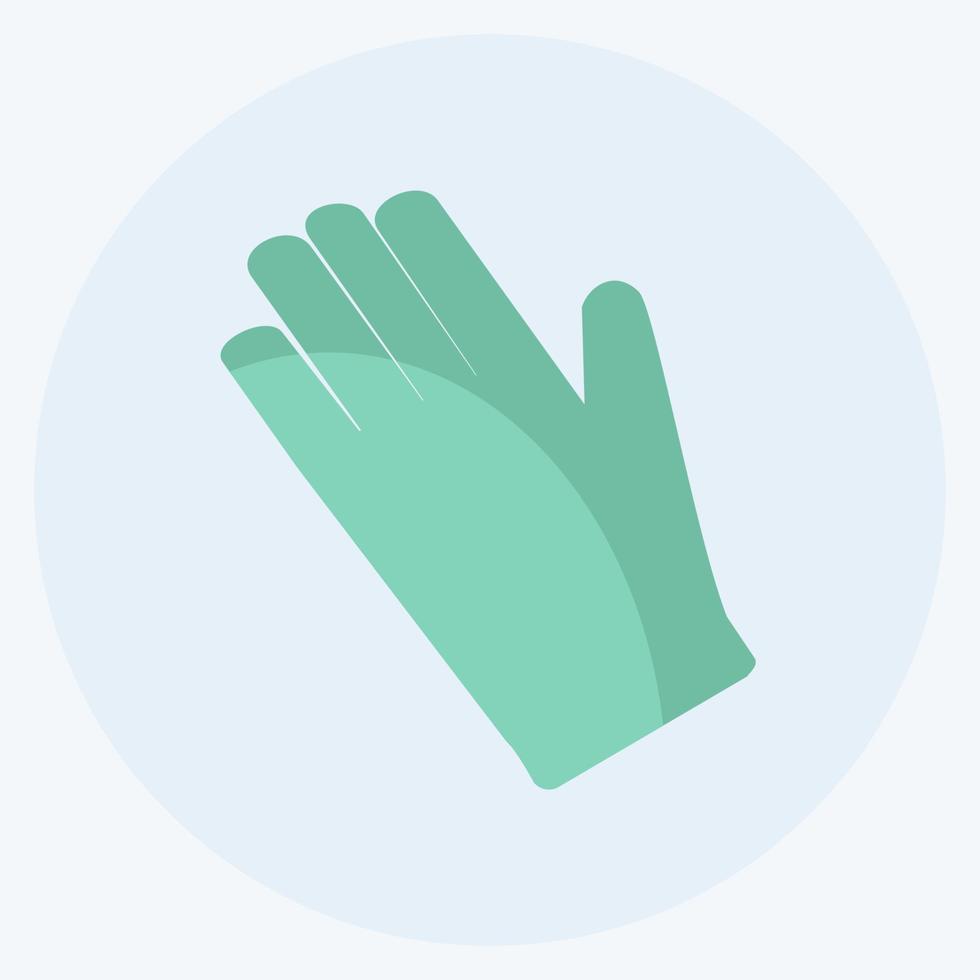 Icono de guantes de jardinería en moderno estilo plano aislado sobre fondo azul suave vector