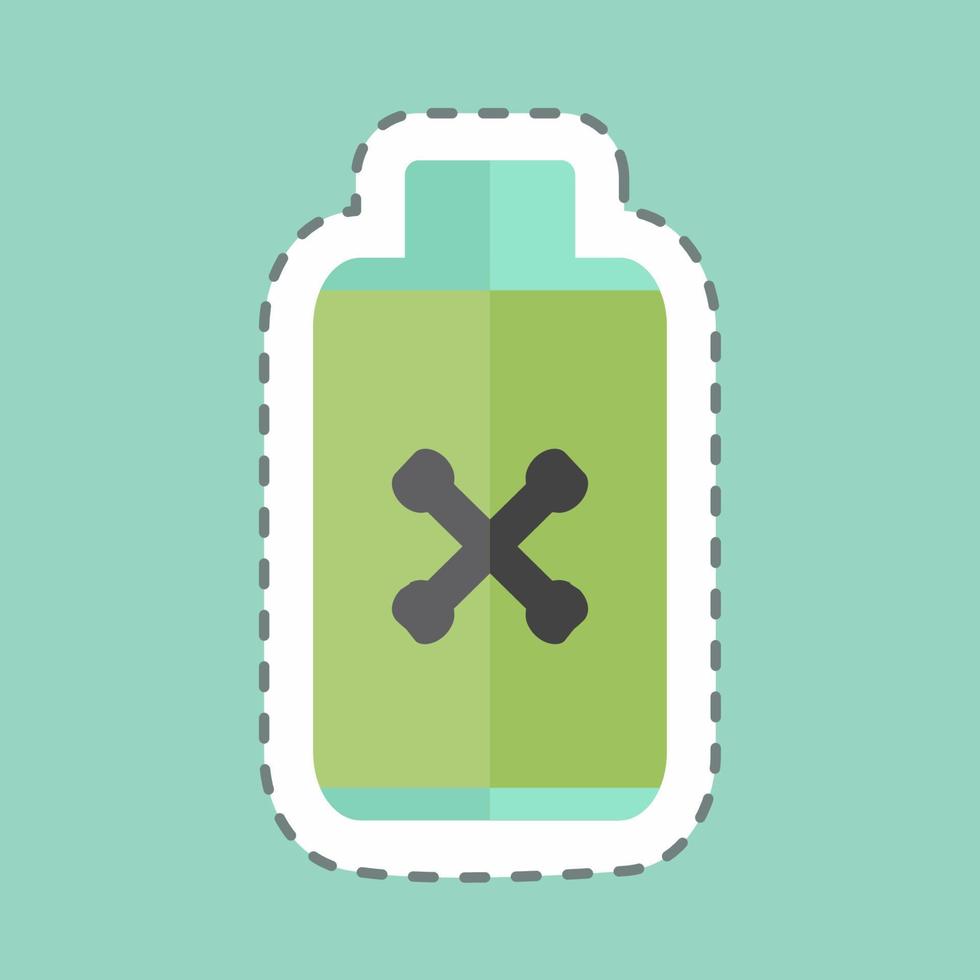 Pesticide Bottle Sticker in trendy line cut isolated on blue background vector
