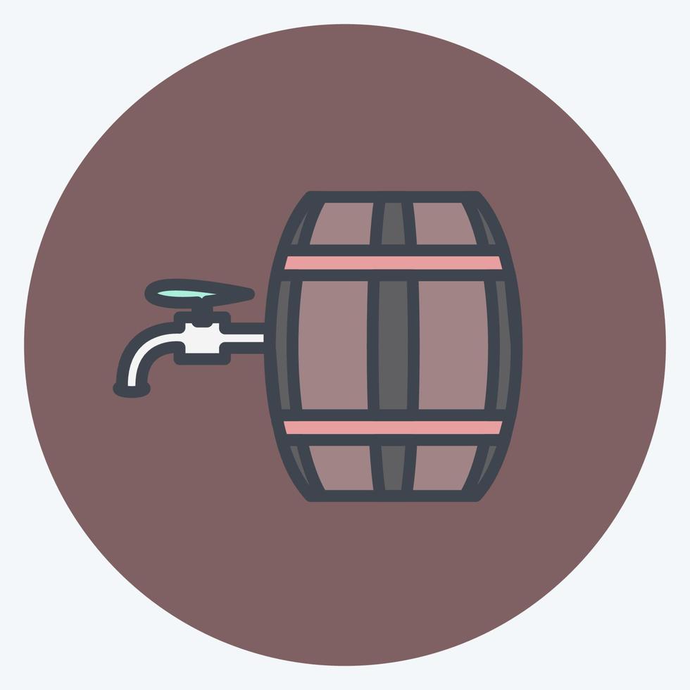 Barrel with Tap Icon in trendy color mate style isolated on soft blue background vector