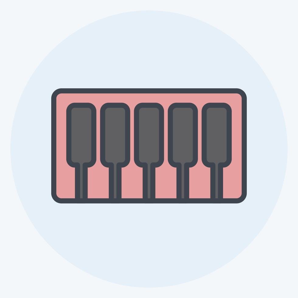 Piano Icon in trendy color mate style isolated on soft blue background vector