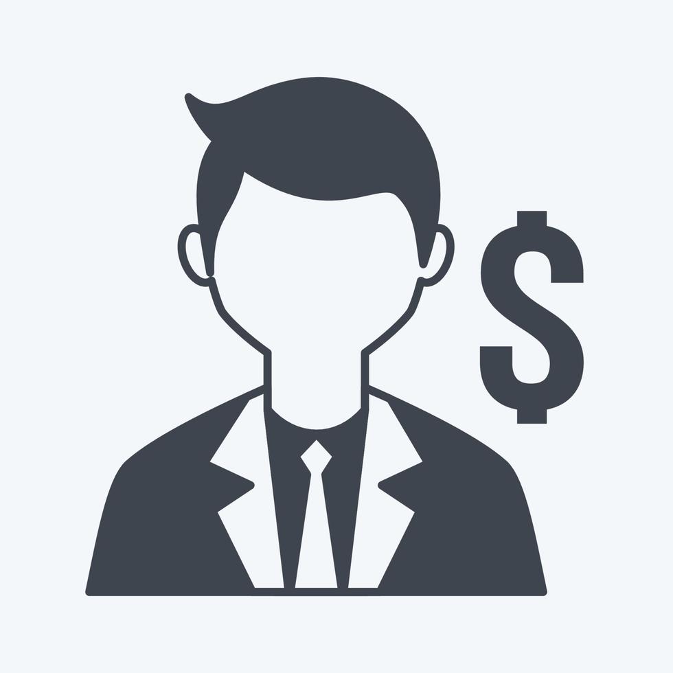 Banker Icon in trendy glyph style isolated on soft blue background vector