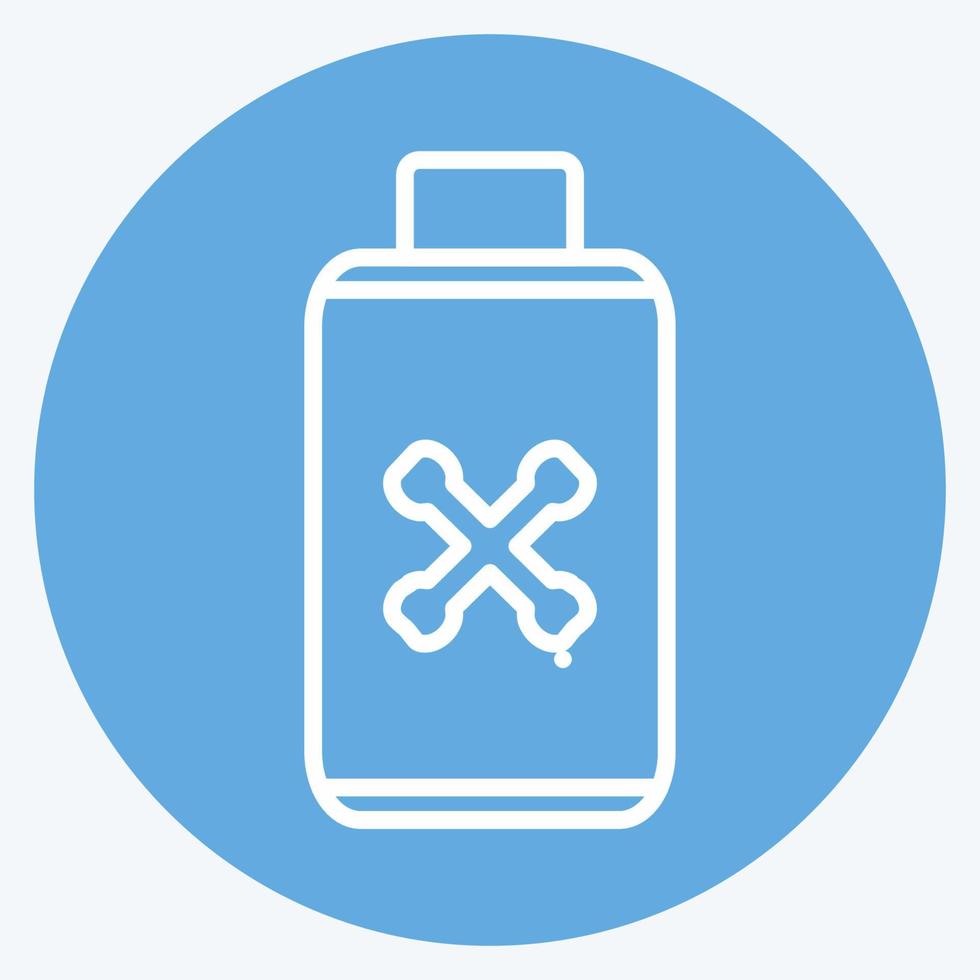 Icono de botella de pesticida en el moderno estilo de ojos azules aislado sobre fondo azul suave vector