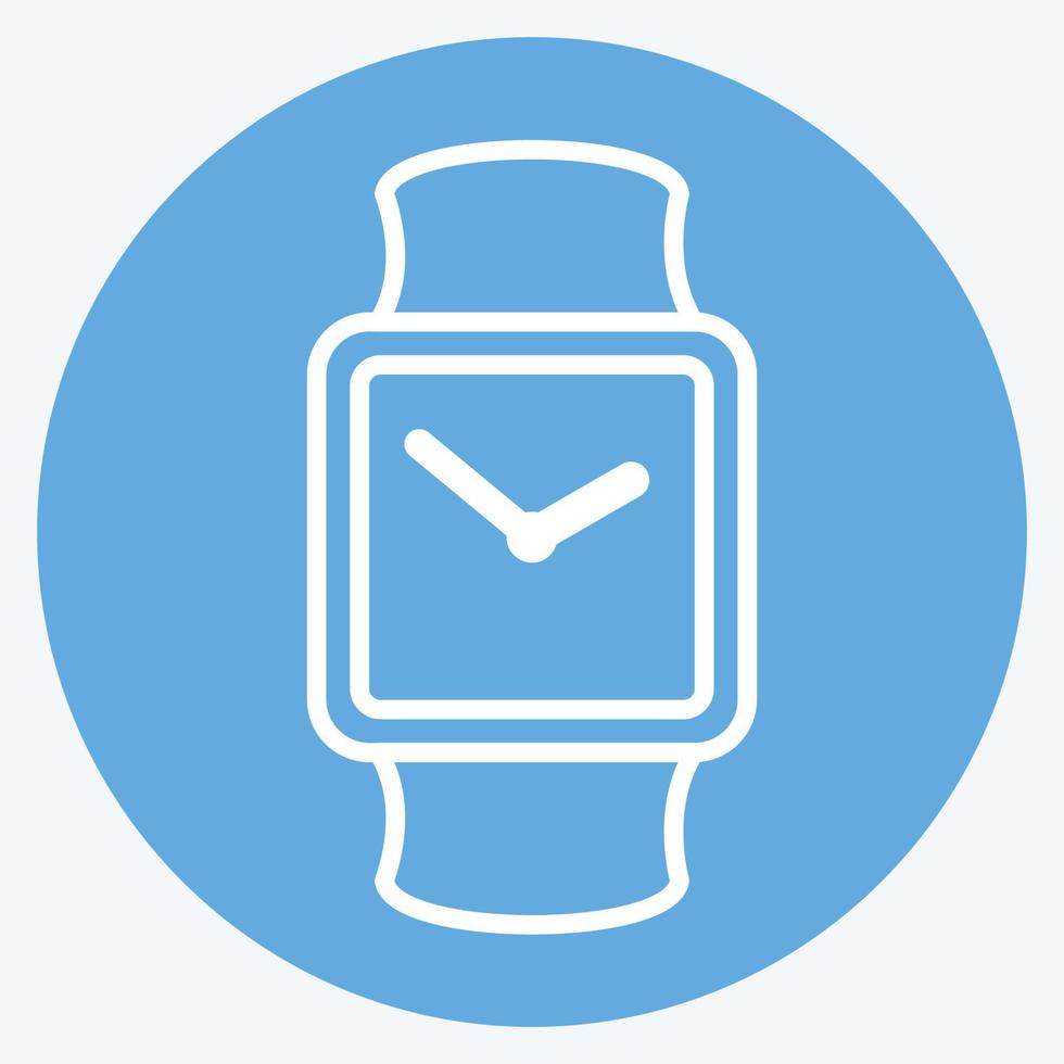 elegante icono de reloj en el moderno estilo de ojos azules aislado sobre fondo azul suave vector