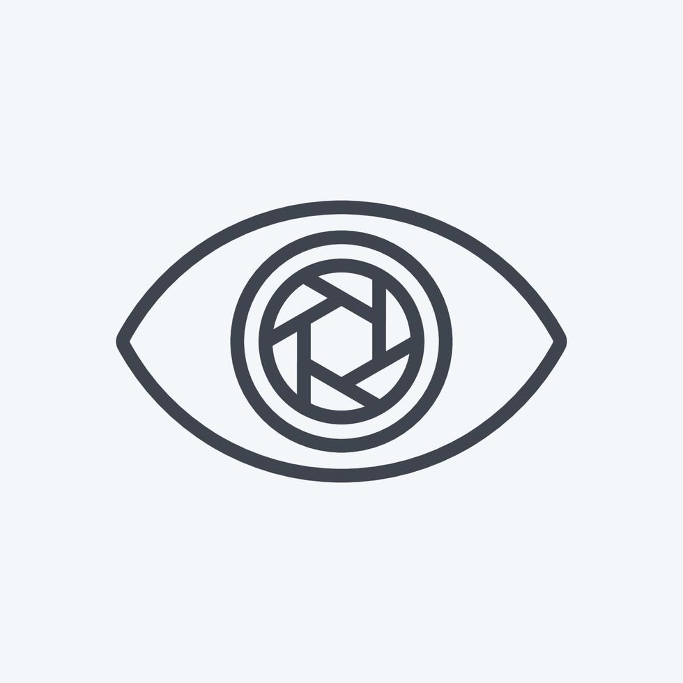 Eye Icon in trendy line style isolated on soft blue background vector