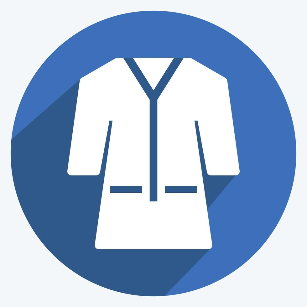 Towel Robe Icon in trendy long shadow style isolated on soft blue background vector