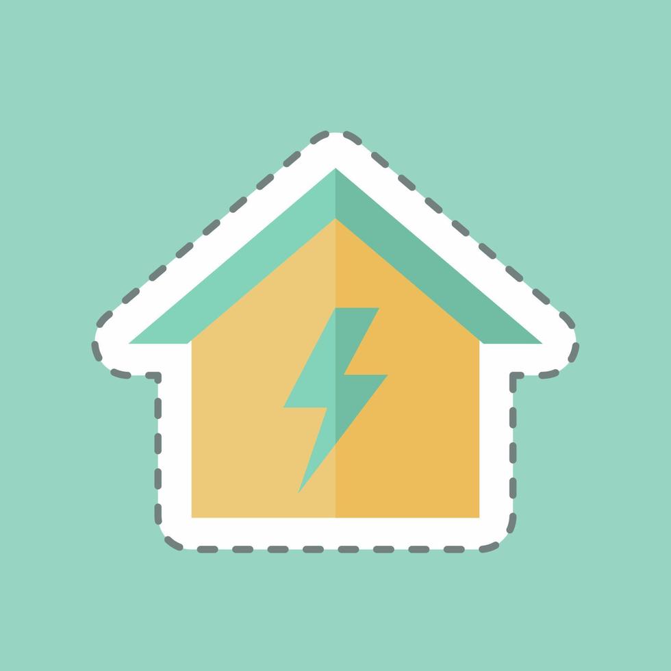 Electricity Danger Sticker in trendy line cut isolated on blue background vector