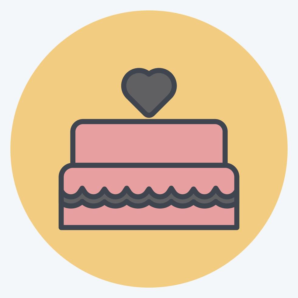Wedding Cake I Icon in trendy color mate style isolated on soft blue background vector