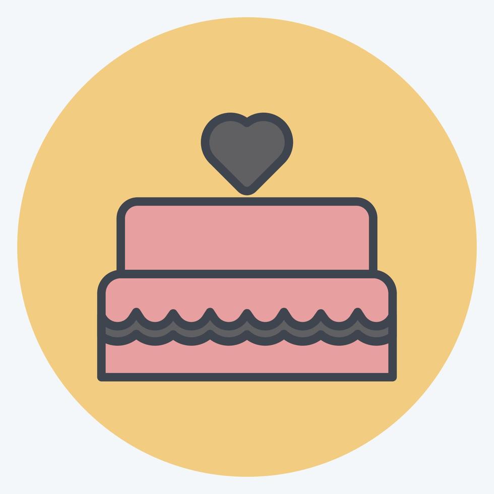 Wedding Cake I Icon in trendy color mate style isolated on soft blue background vector