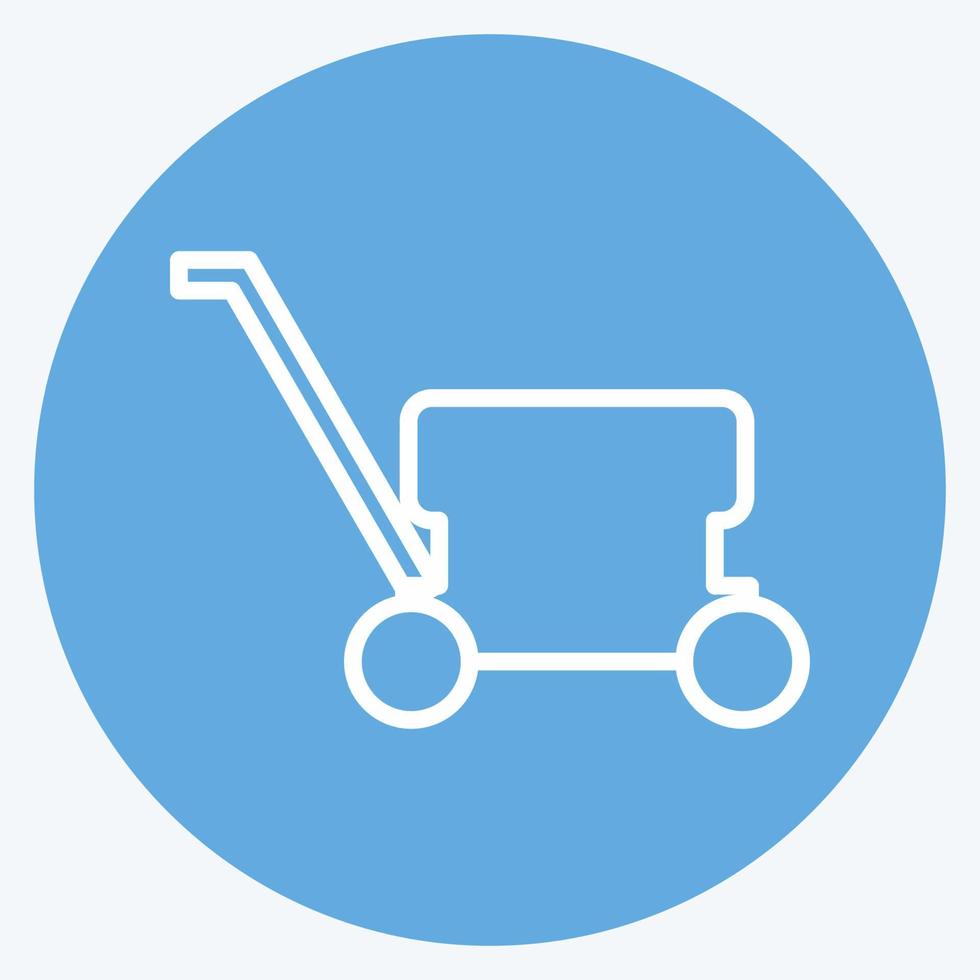 Lawn Mower Icon in trendy blue eyes style isolated on soft blue background vector