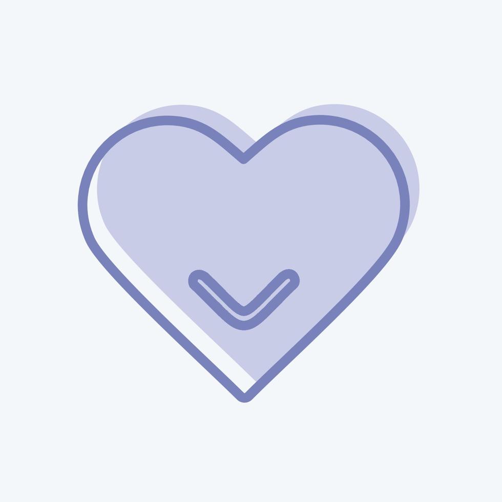 Single Heart Icon in trendy two tone style isolated on soft blue background vector