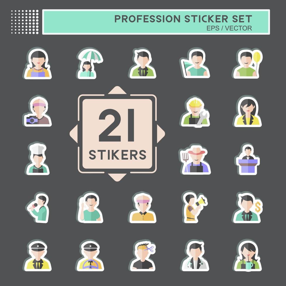 Profession Sticker Set in trendy isolated on black background vector