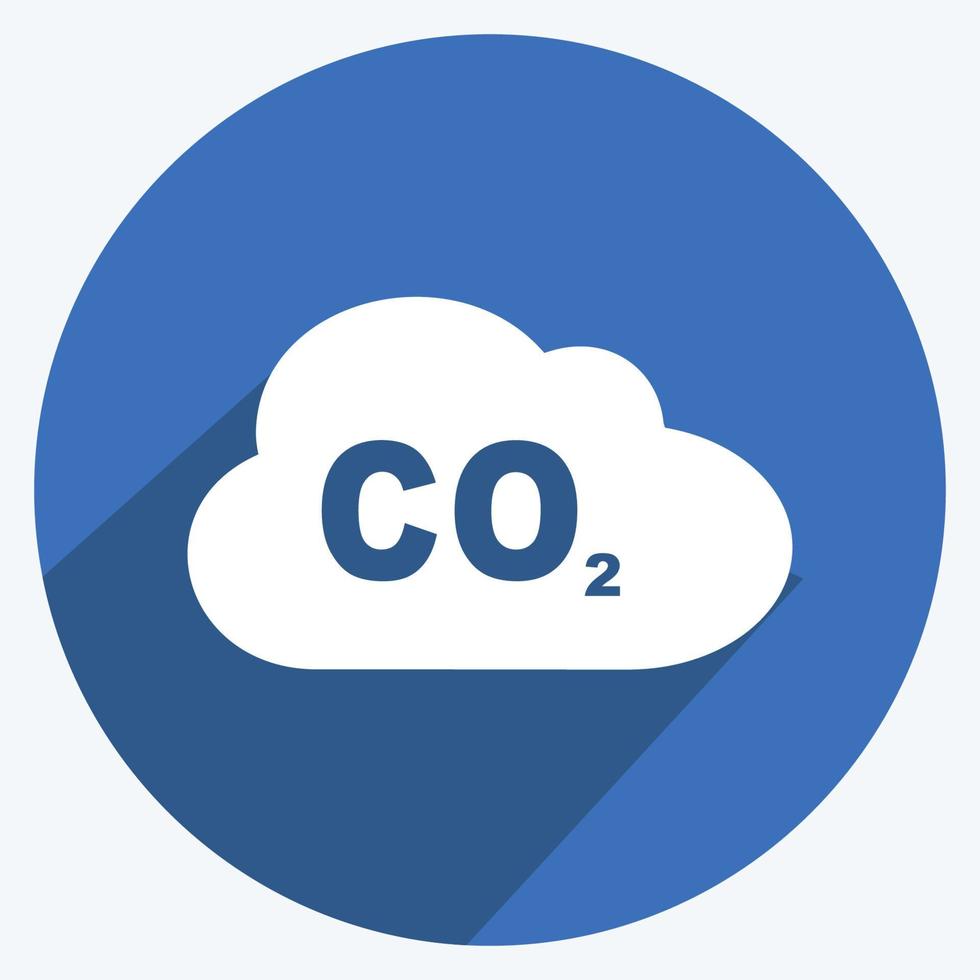 Carbon Dioxide Gas Icon in trendy long shadow style isolated on soft blue background vector