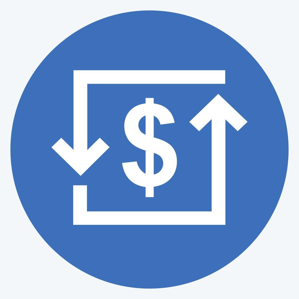 icono de transacción en el moderno estilo de sombra larga aislado sobre fondo azul suave vector