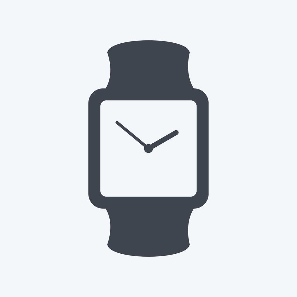 Icono de reloj elegante en estilo glifo moderno aislado sobre fondo azul suave vector