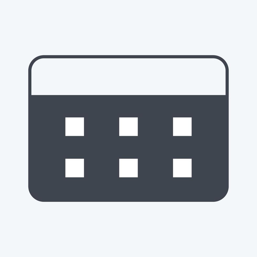 Calendar Icon in trendy glyph style isolated on soft blue background vector
