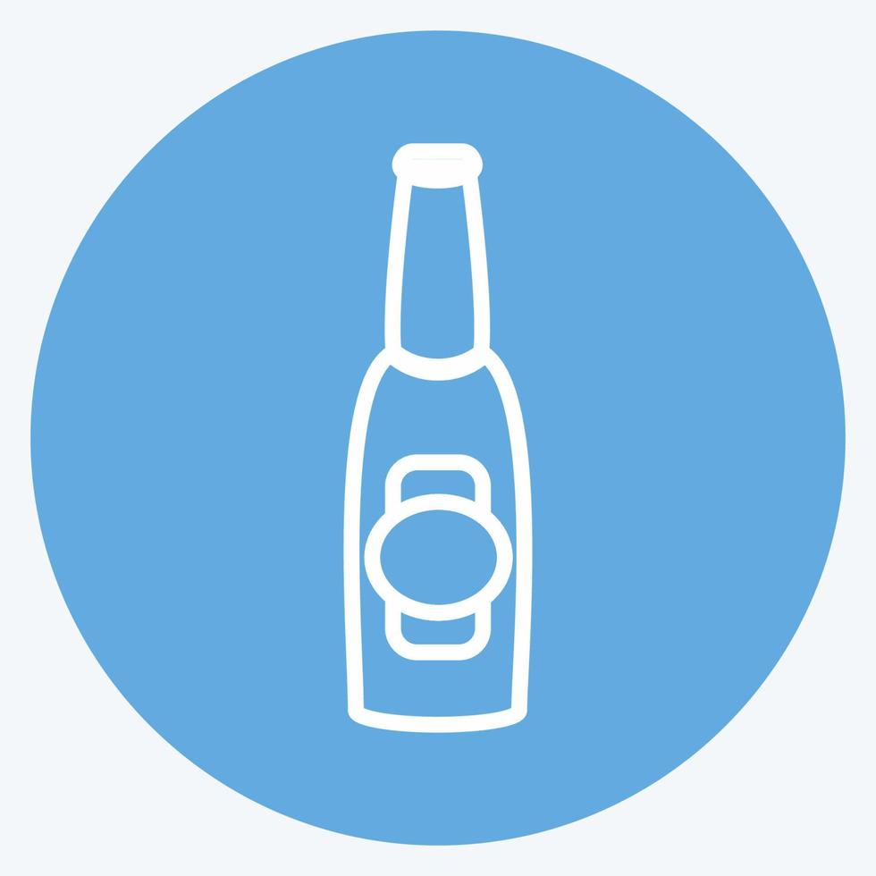 botella de cerveza i icono en el moderno estilo de ojos azules aislado sobre fondo azul suave vector