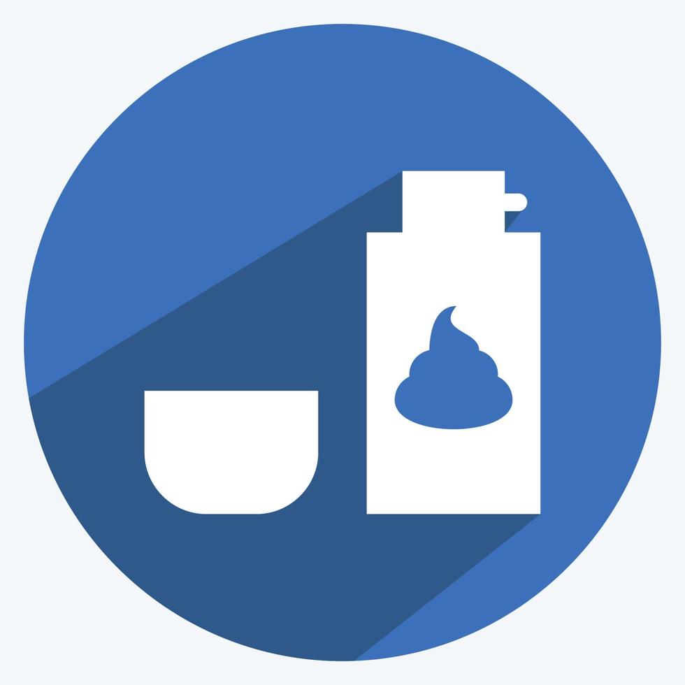 Shaving Cream Icon in trendy long shadow style isolated on soft blue background vector