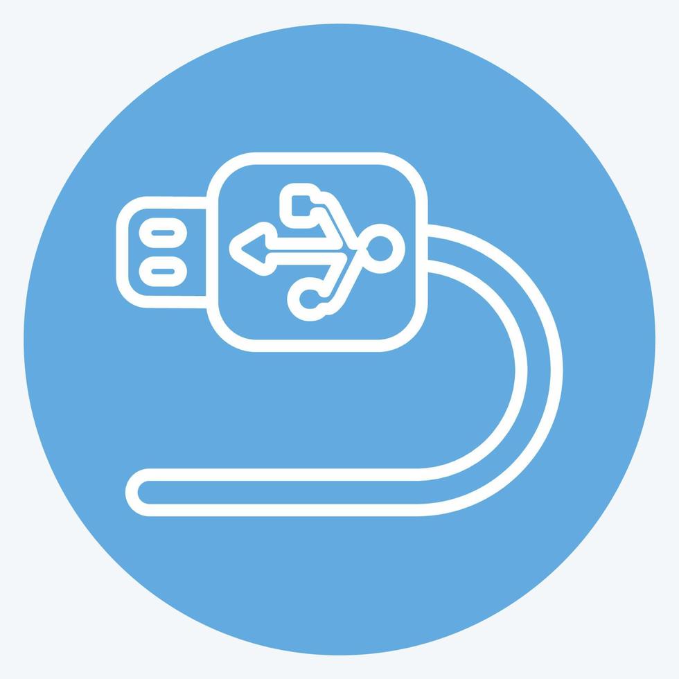 Icono de cable USB en el moderno estilo de ojos azules aislado sobre fondo azul suave vector